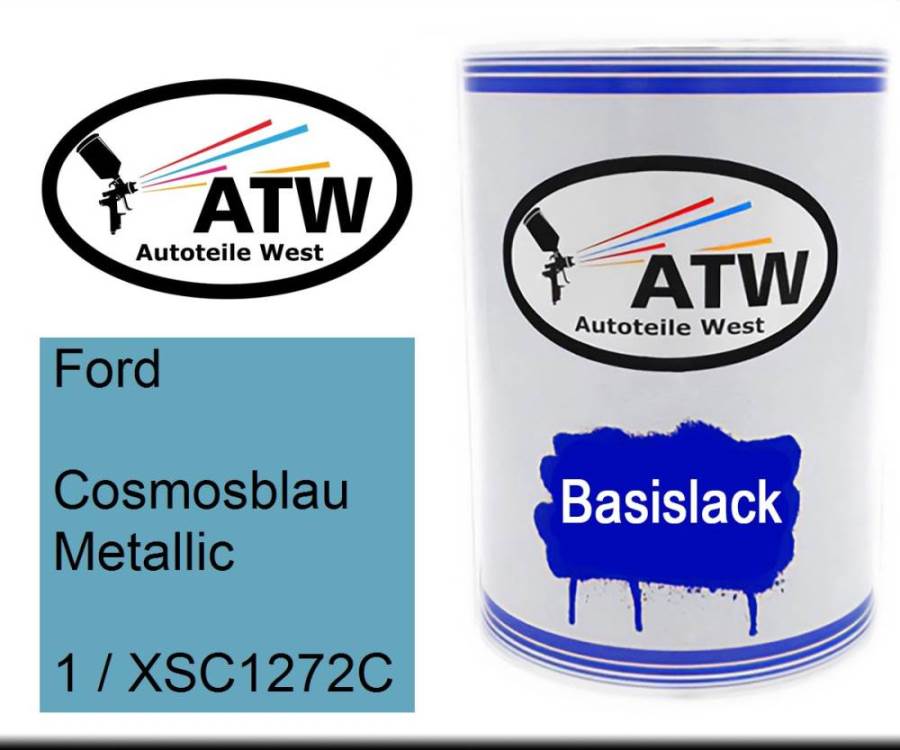 Ford, Cosmosblau Metallic, 1 / XSC1272C: 500ml Lackdose, von ATW Autoteile West.